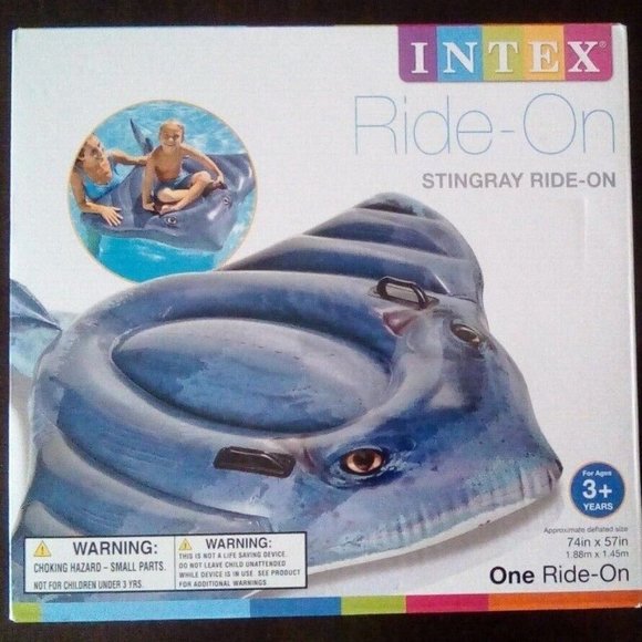 NWT INTEX STINGRAY REALISTIC RIDE-ON POOL BEACH FLOAT 74" X 57" - Picture 2 of 9